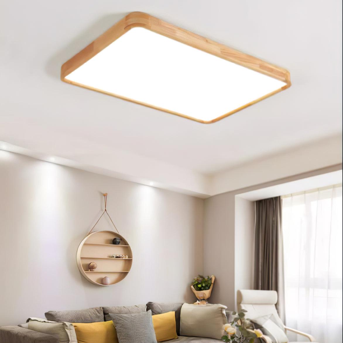 Keveny Lumière Plafonnière Géométrique en Bois LED-Cielum