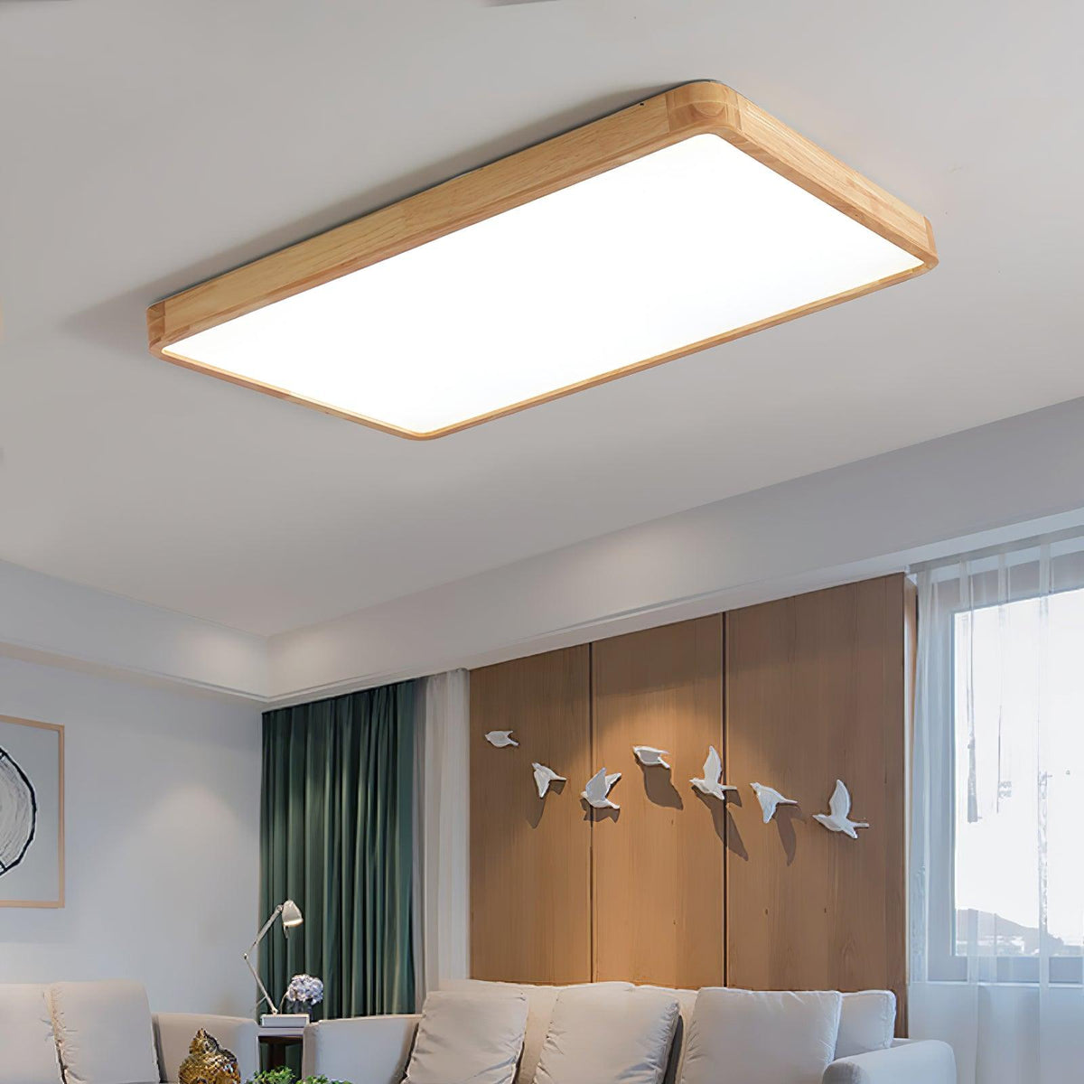 Keveny Lumière Plafonnière Géométrique en Bois LED-Cielum
