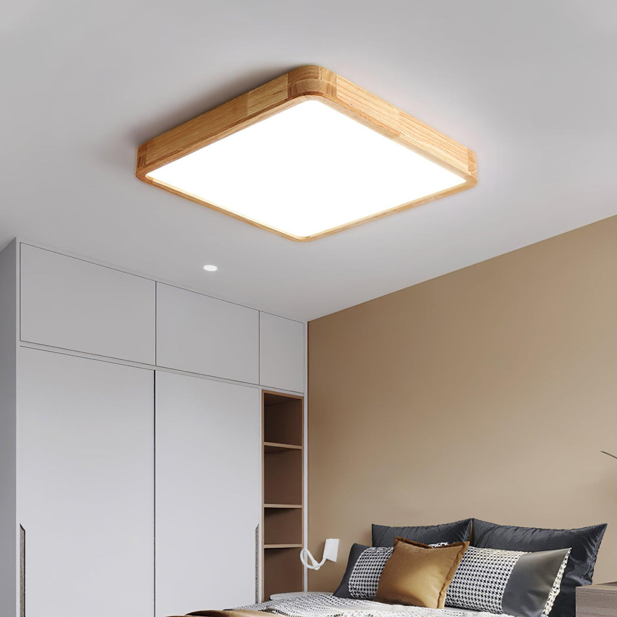 Keveny Lumière Plafonnière Géométrique en Bois LED-Cielum