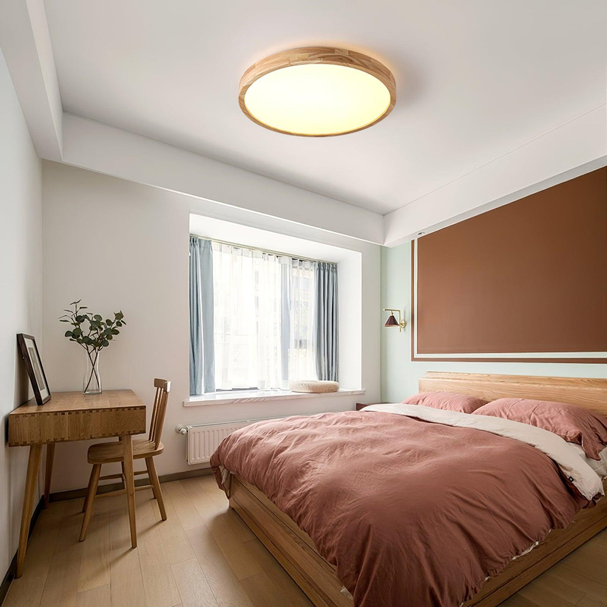Keveny Lumière Plafonnière Géométrique en Bois LED-Cielum