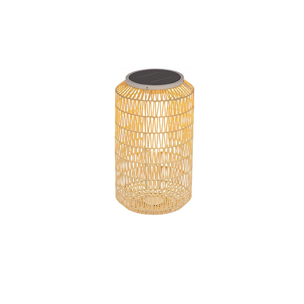 Outdoor lamp casting a warm and inviting glow at night.