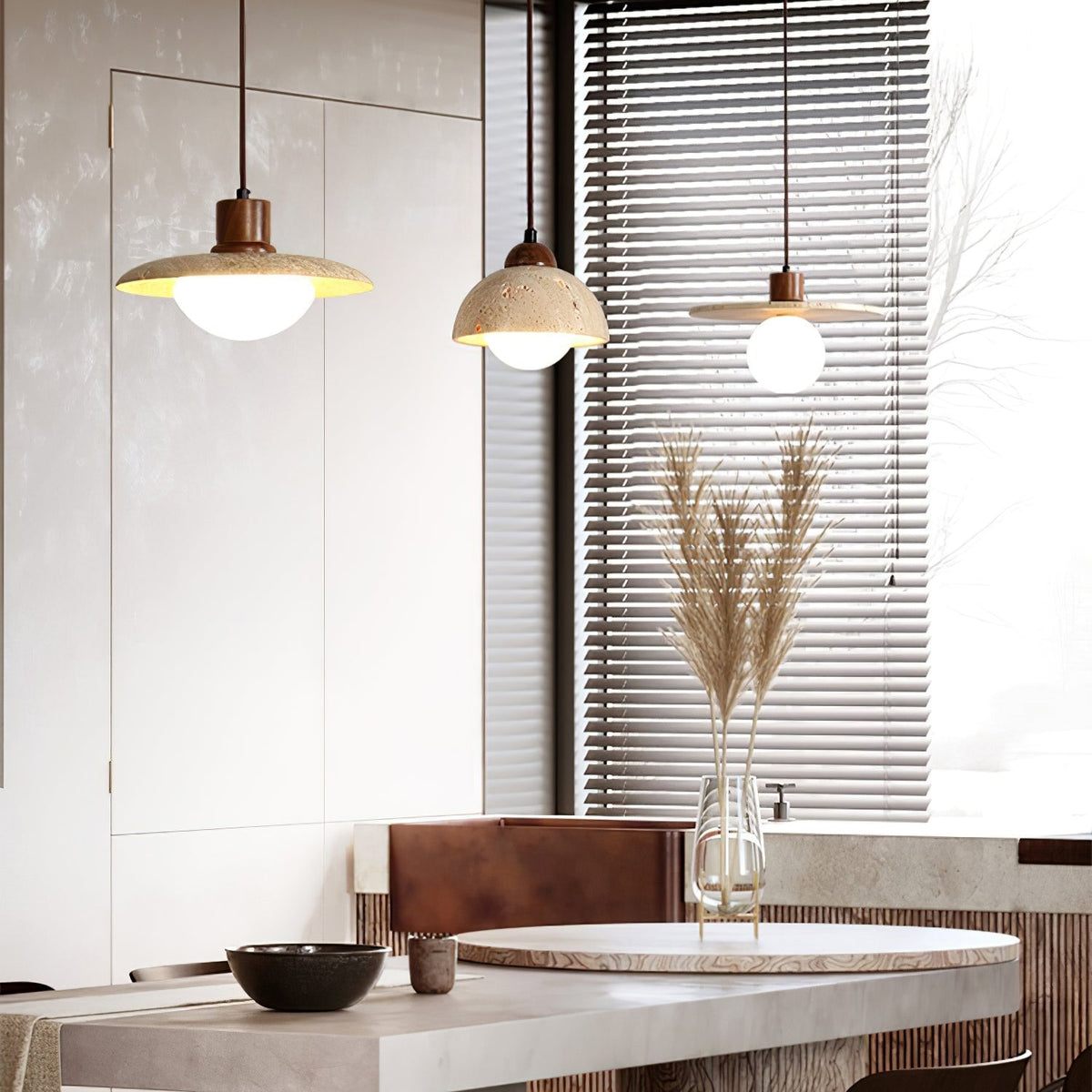 Ritta Travertine Pendant Light Six Style-Neutral Decor
