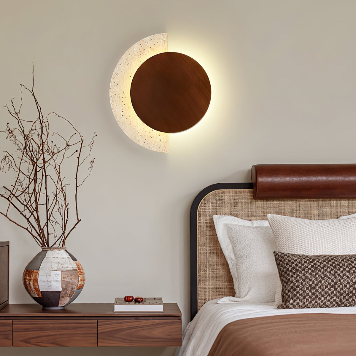 Sirixe Applique Murale Demi-Lune en Travertin-Cielum