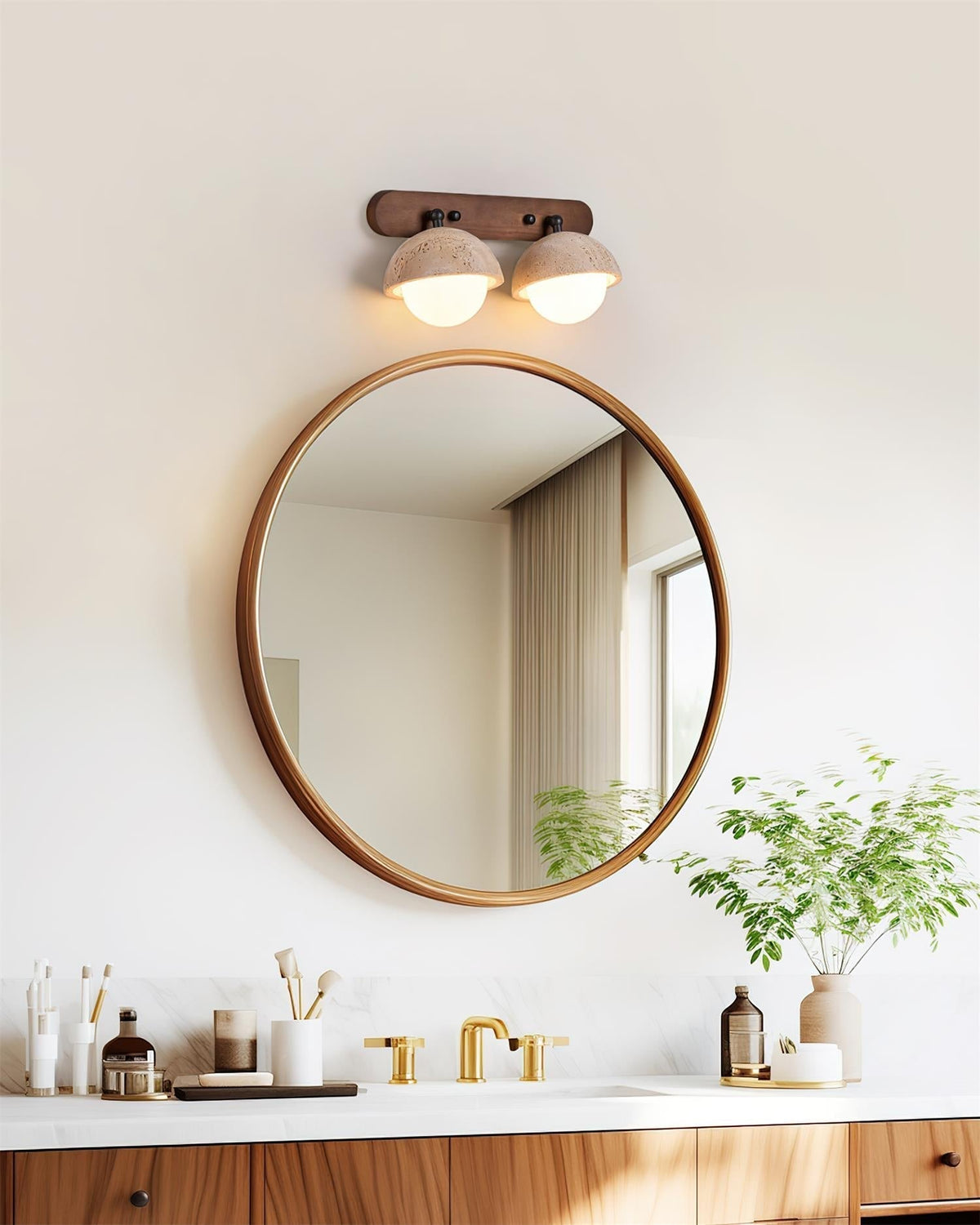 Gavilo Travertine Double Wall Lamp-Neutral Decor