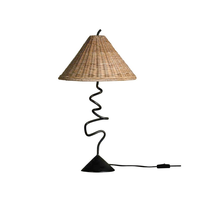 The Zigzag Table Lamp placed in a modern rustic setting, complementing the decor.