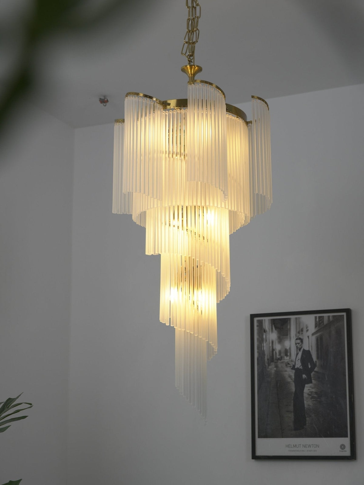 Daxv Lustre en Spirale Orné Cascade Verre