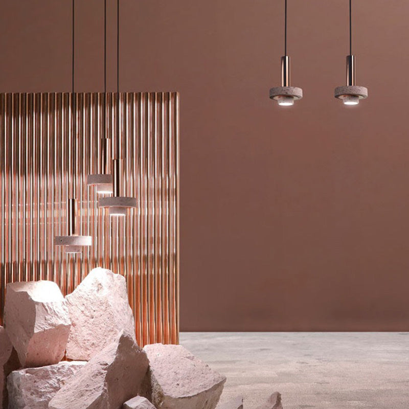 Evoxa Suspension Cylindre Moderne Métal/Pierre Salle à Manger-Cielum