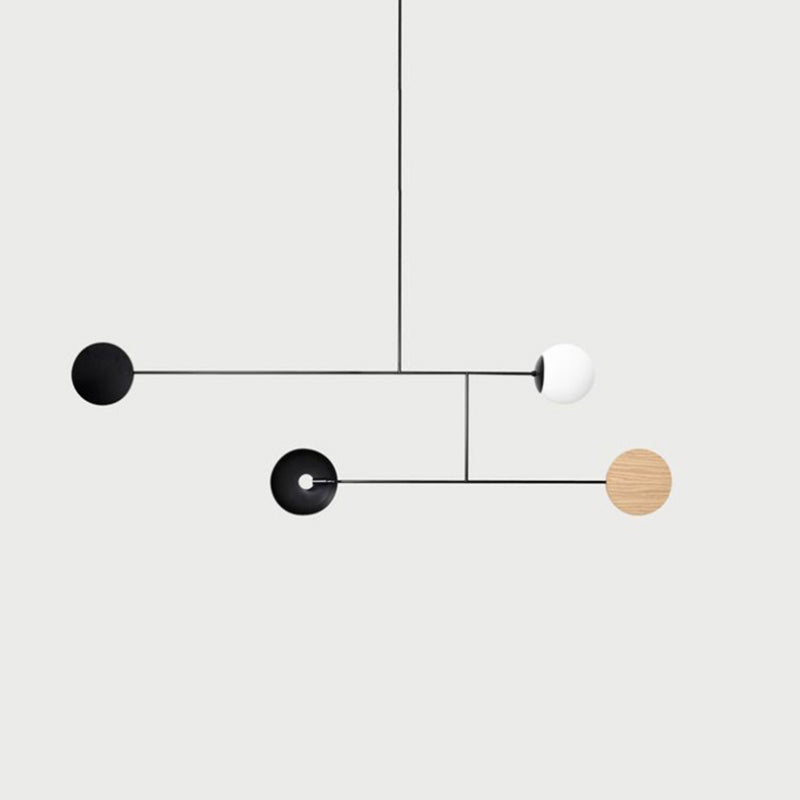 Arisha Minimaliste Suspension LED Ronde, Métal, Noir, Salon/Salle à Manger
