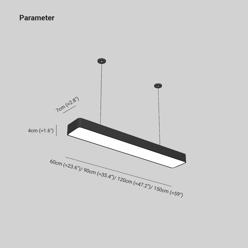 Vorel Moderne Suspension Rectangulaire Noire-Cielum