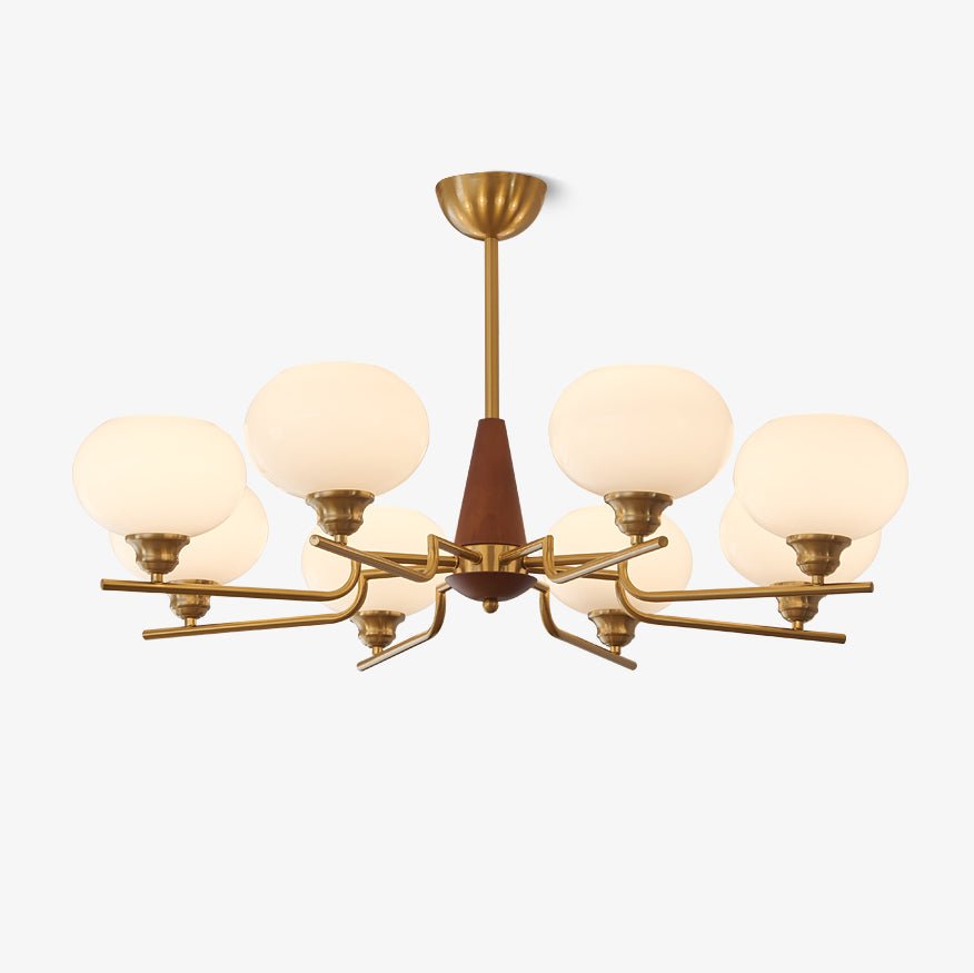 Eixor Lustre en Noyer avec Globes en Verre Opale-Cielum