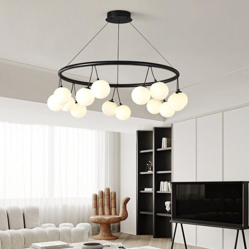 Valentina Nordique LED Lustre Noir Métal/Verre Salle À Manger/Chambre À Coucher