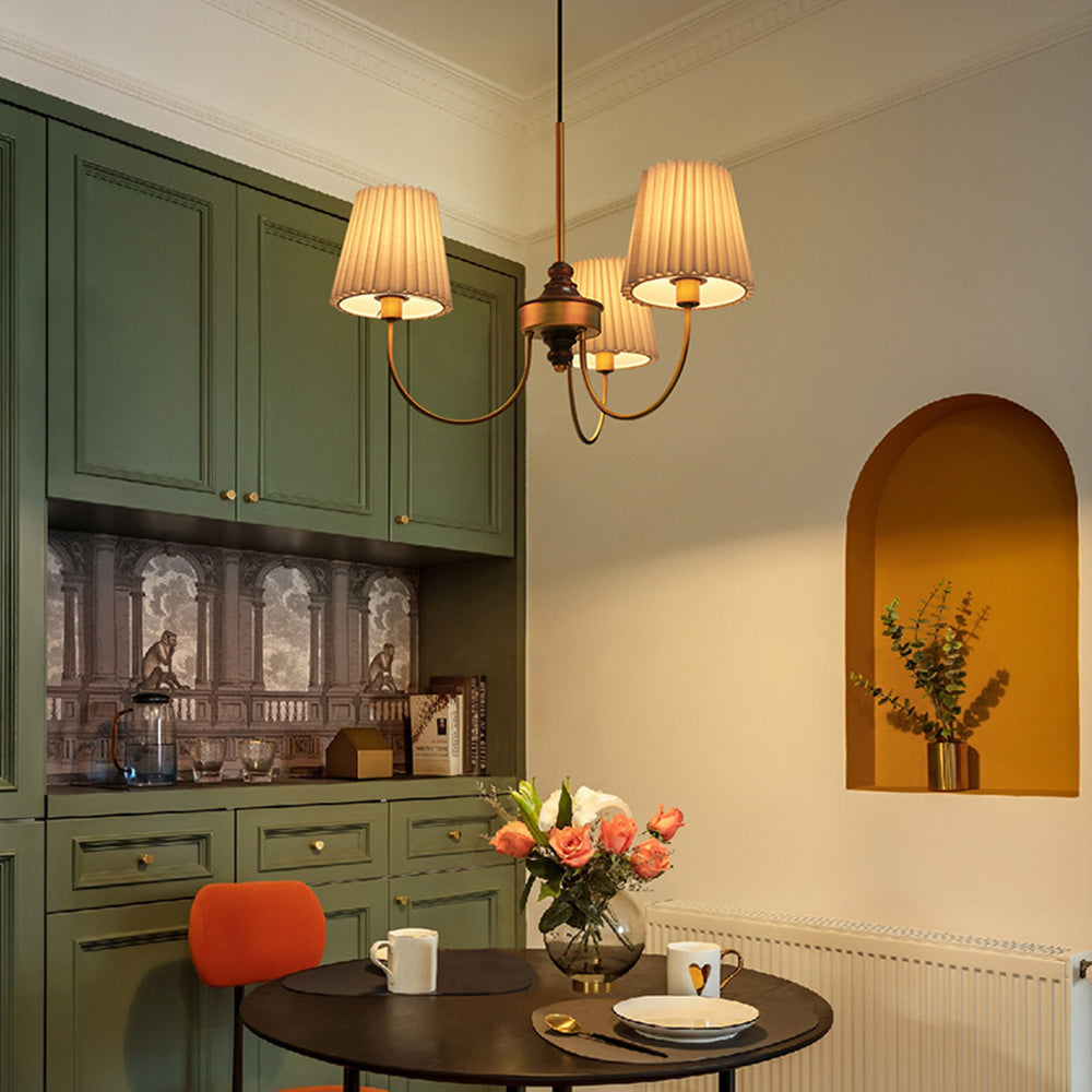 Silva Lustre Vintage, Métal/Tissu, Blanc/Vert, Salle à Manger/Salle à Séjour