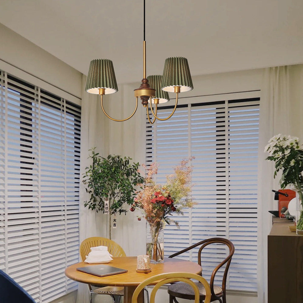 Silva Lustre Vintage, Métal/Tissu, Blanc/Vert, Salle à Manger/Salle à Séjour