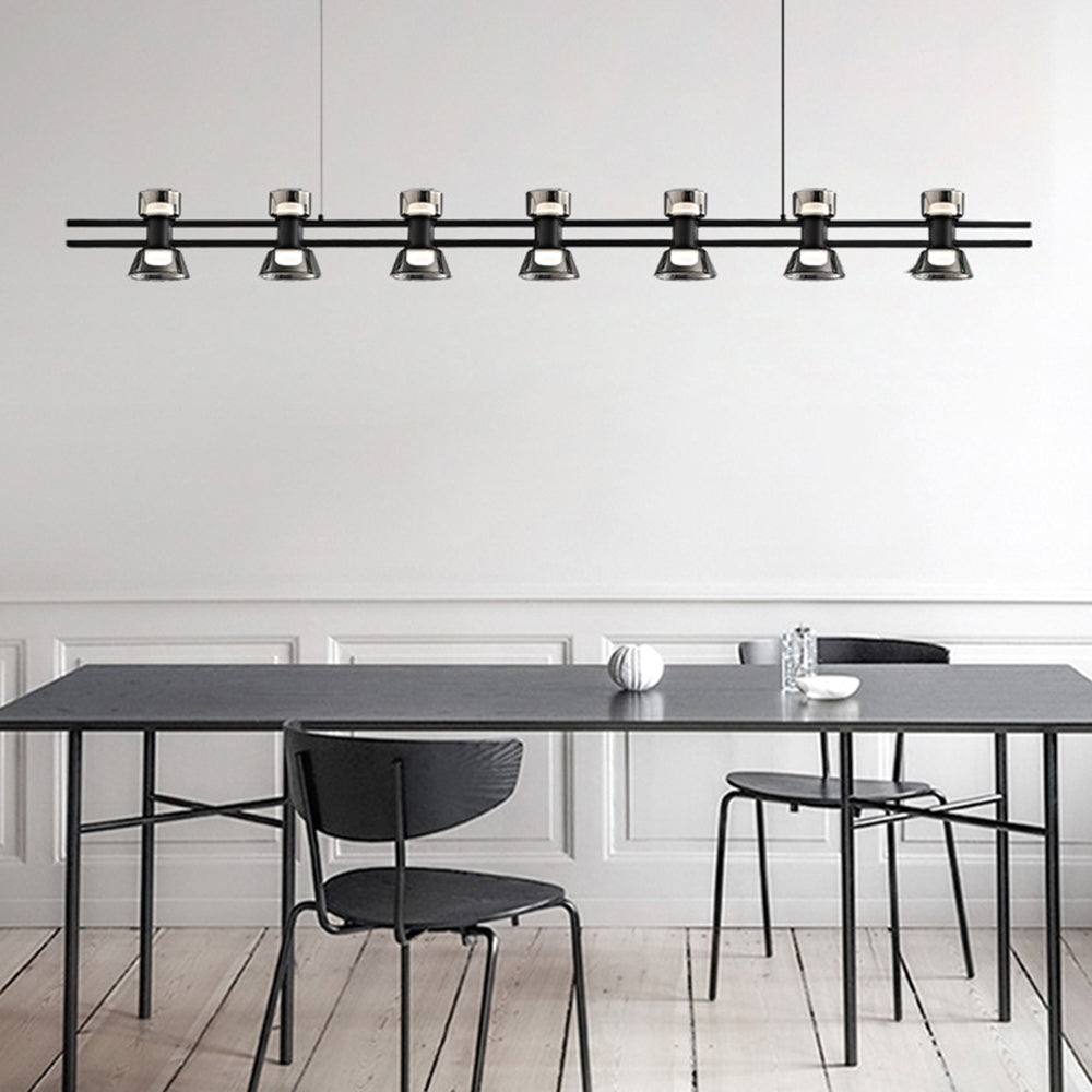 Arisha Suspension Linéaire Simple, Cuivre/Verre, Noir/Or, Salle de Bain/Chambre