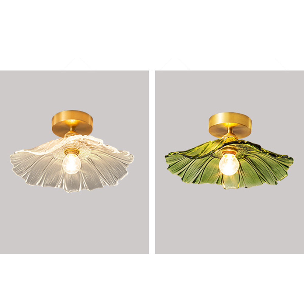 Arisha Suspension Dôme Vintage, Cuivre/Verre, Transparent/Vert, Chambre à Coucher/Salon