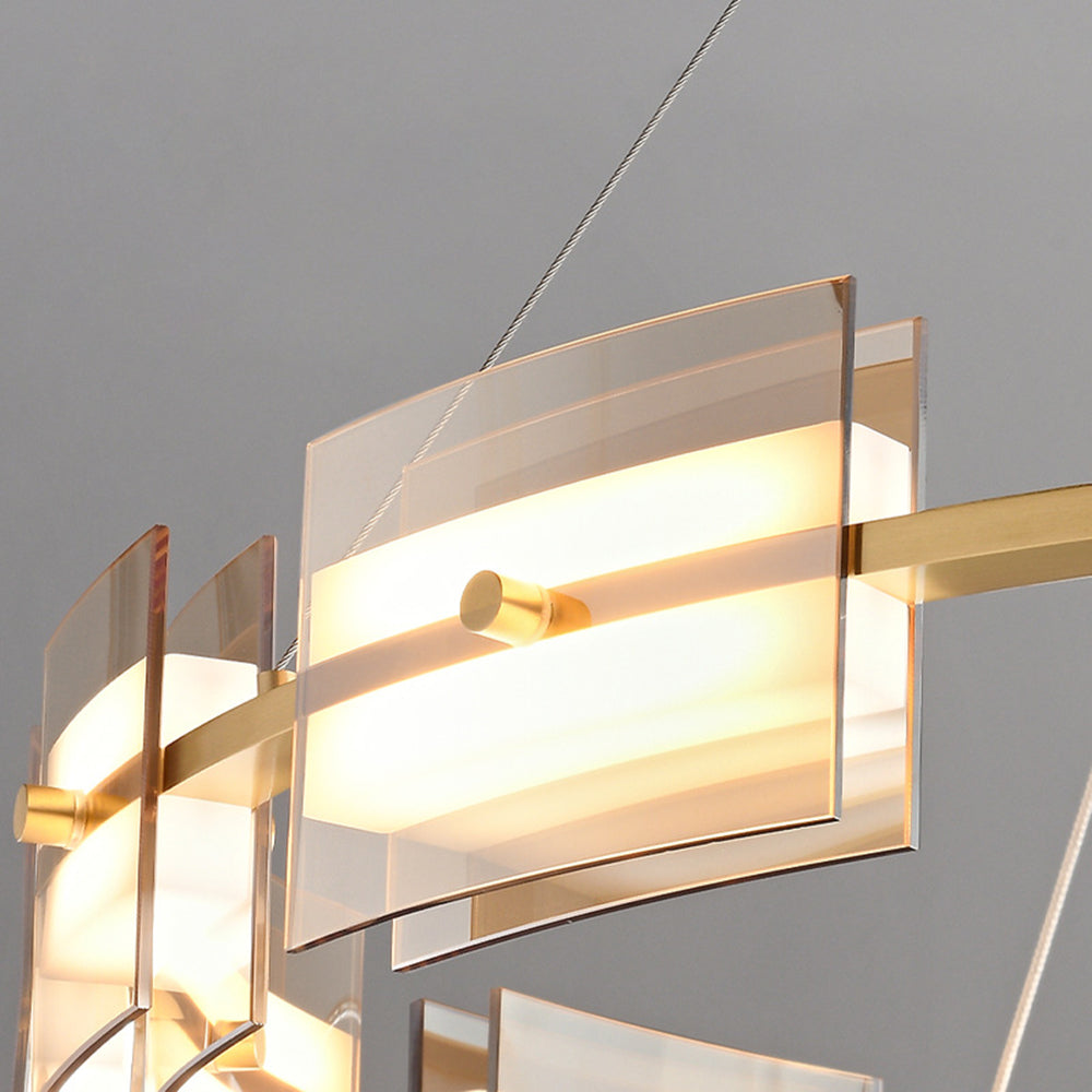 Arisha Suspension Anneau Simple, Cuivre/Verre, Noir/Or, Salon/Chambre