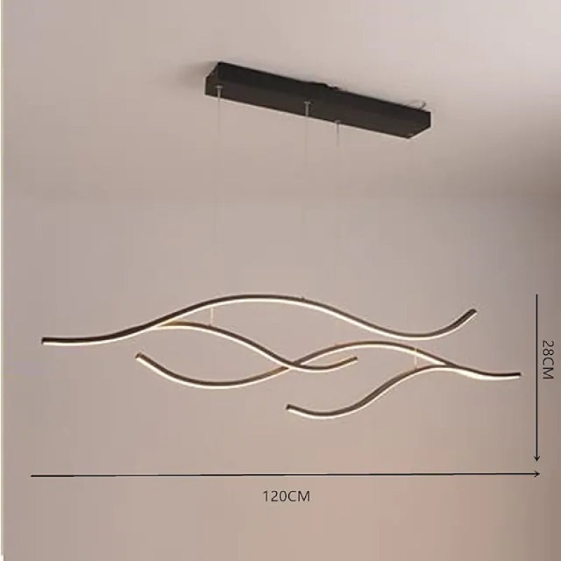 Tiroven Luminaires Suspension linéaire. LED Noir/Or. Salon-Cielum