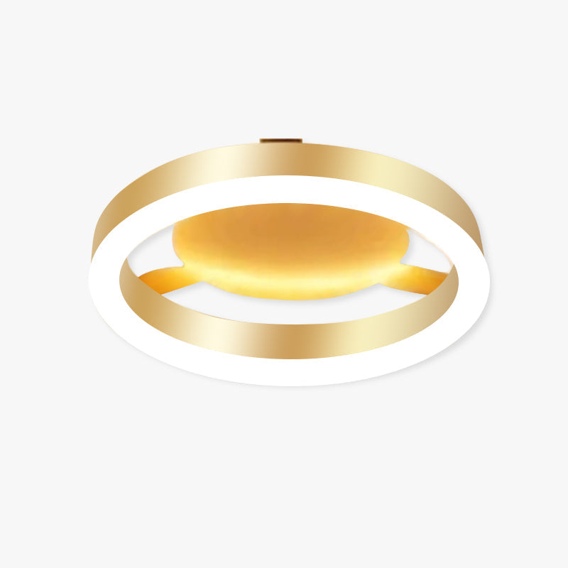 Arisha Plafonnier Rond/Carré Art Deco, Métal/Acrylique, Doré, Salon
