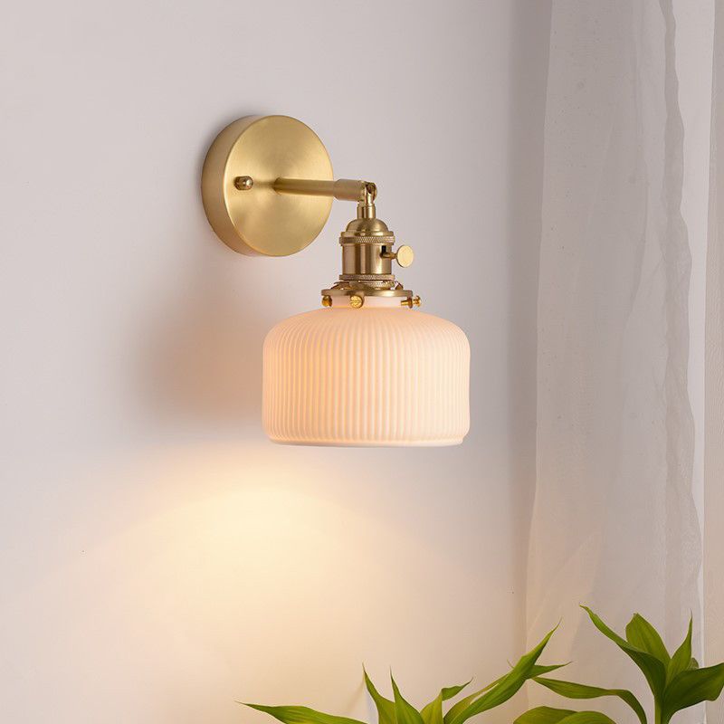 Dominex Applique Murale Géométrique Vintage. Métal/Céramique. Blanc. Chambre-Cielum