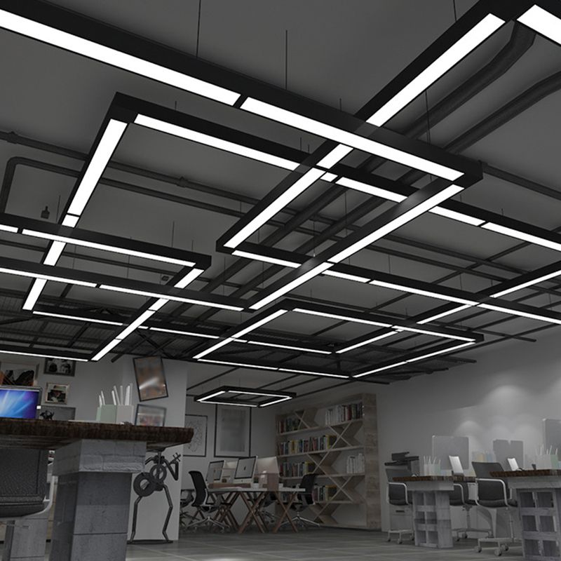 Vorel Moderne Suspension Rectangulaire Noire-Cielum