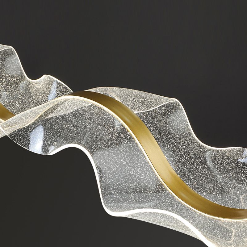 Lavorix Luminaires Suspensions Vague Moderne Métal/Acrylique Blanc/Doré Salon-Cielum