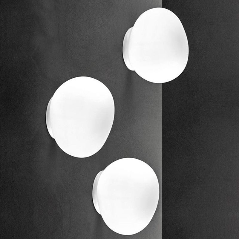 Valentina Applique Murale en Forme d'œuf Moderne, Métal/Verre, Blanc, Salon