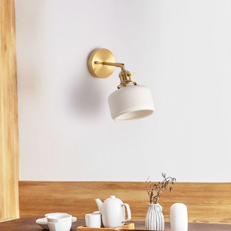 Dominex Applique Murale Géométrique Vintage. Métal/Céramique. Blanc. Chambre-Cielum