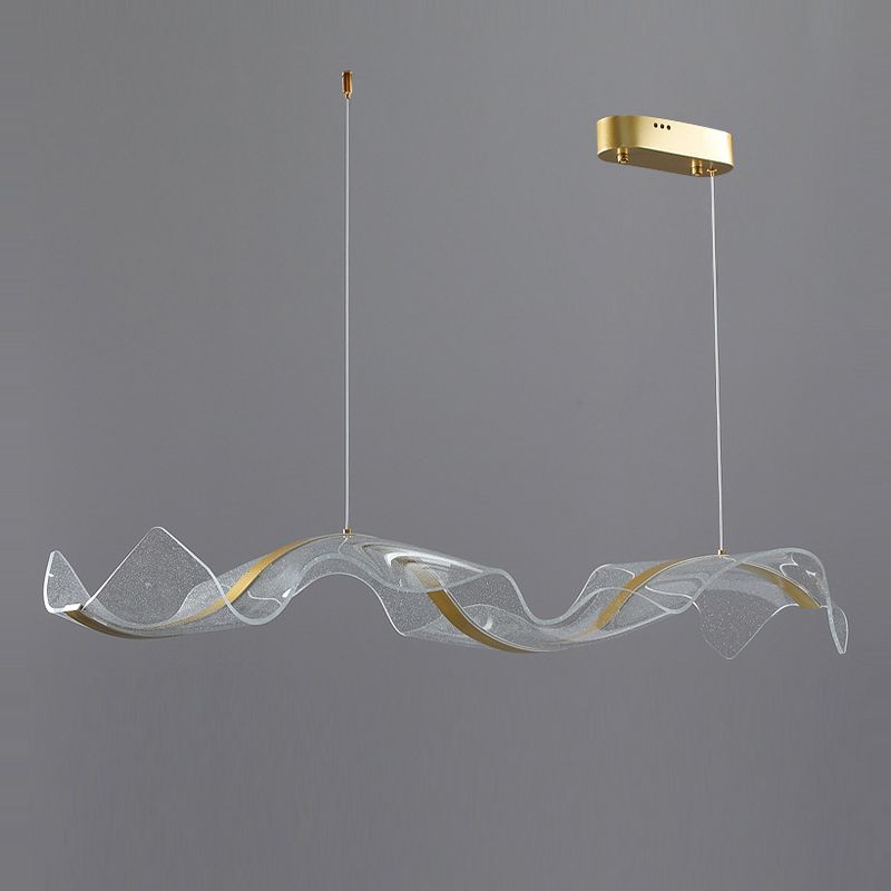Lavorix Luminaires Suspensions Vague Moderne Métal/Acrylique Blanc/Doré Salon-Cielum
