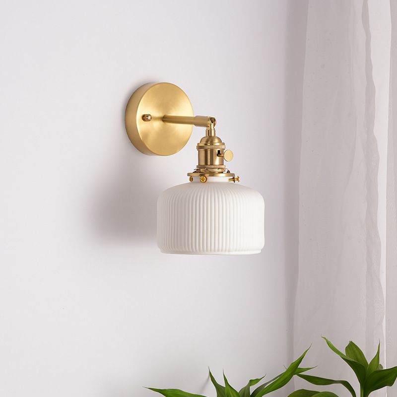 Dominex Applique Murale Géométrique Vintage. Métal/Céramique. Blanc. Chambre-Cielum