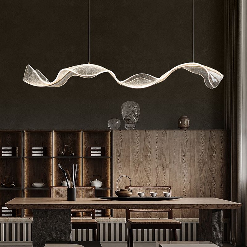 Lavorix Luminaires Suspensions Vague Moderne Métal/Acrylique Blanc/Doré Salon-Cielum