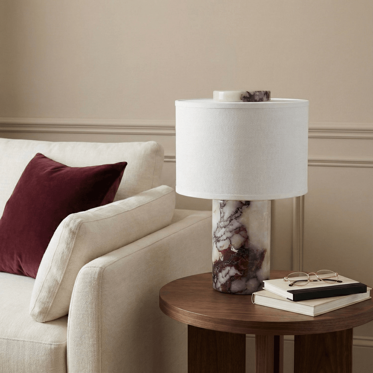 Eros Lumivor Lampe de Table Élégante en Marbre Et Tissu de Table