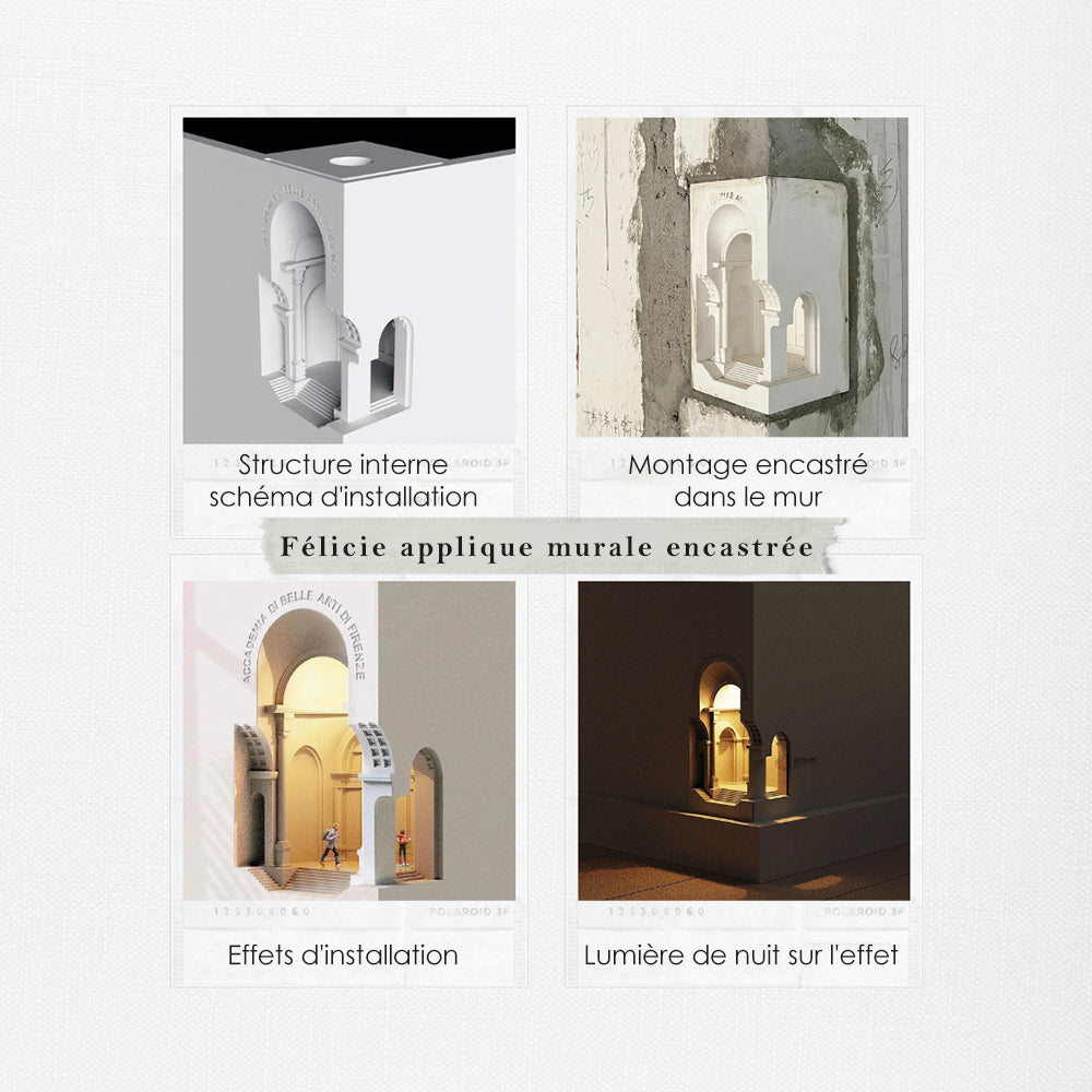 Ray Applique Murale Art Déco Flush LED Encastrée, 3 Styles, Blanc, Salon