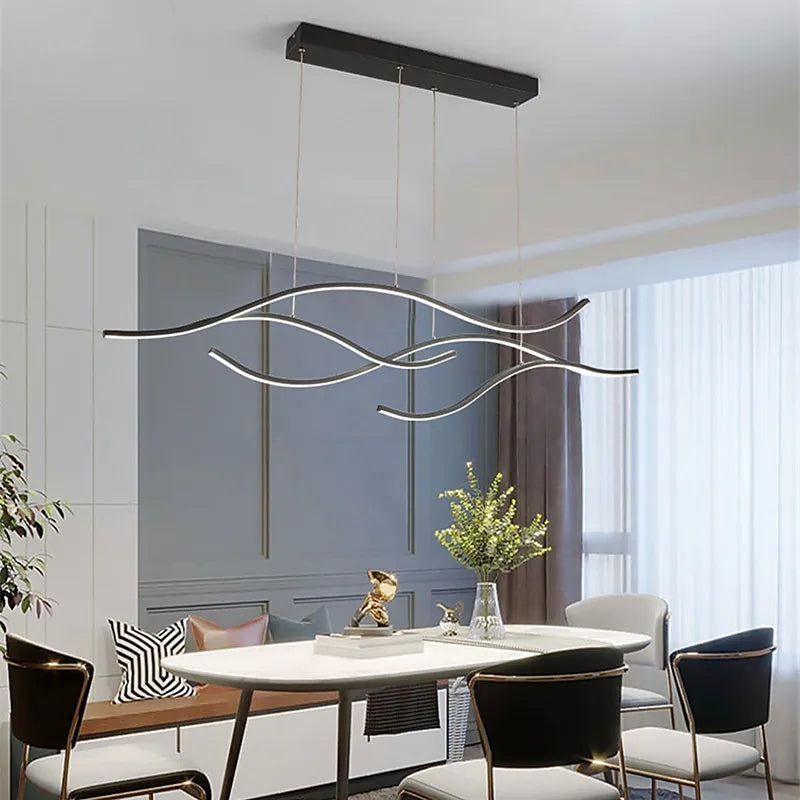 Tiroven Luminaires Suspension linéaire. LED Noir/Or. Salon-Cielum