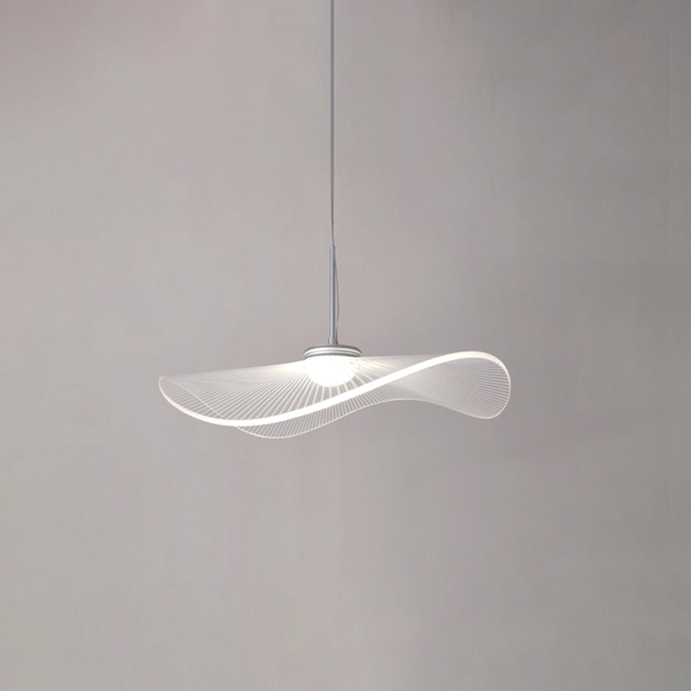 Arisha Suspension Feuille de lotus Contemporaine, Métal/Acrylique, Blanc, Salle de Séjour/Chambre à Coucher