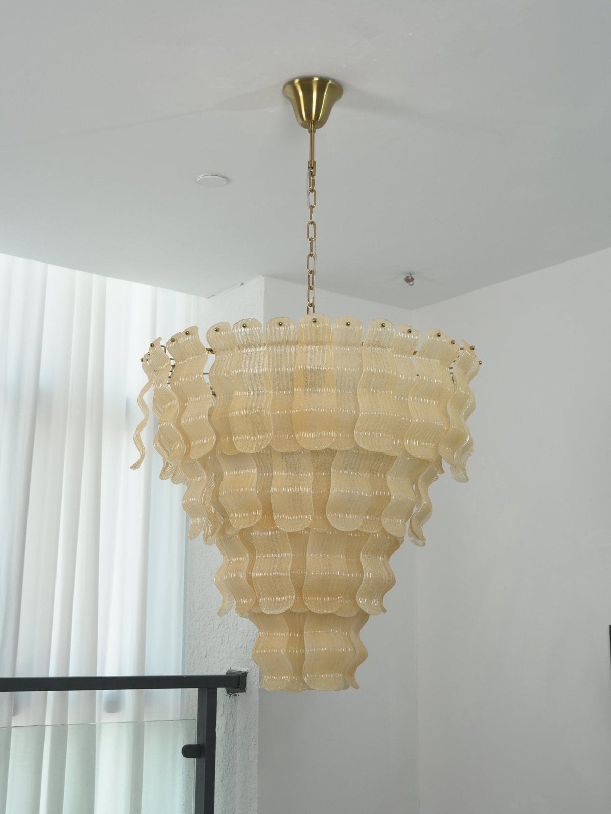 Borzi Lustre en Verre Jaune Feuille Luxueuse
