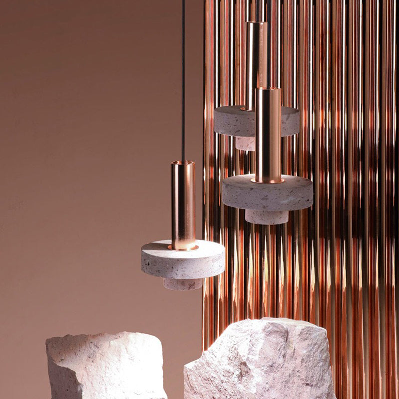 Evoxa Suspension Cylindre Moderne Métal/Pierre Salle à Manger-Cielum