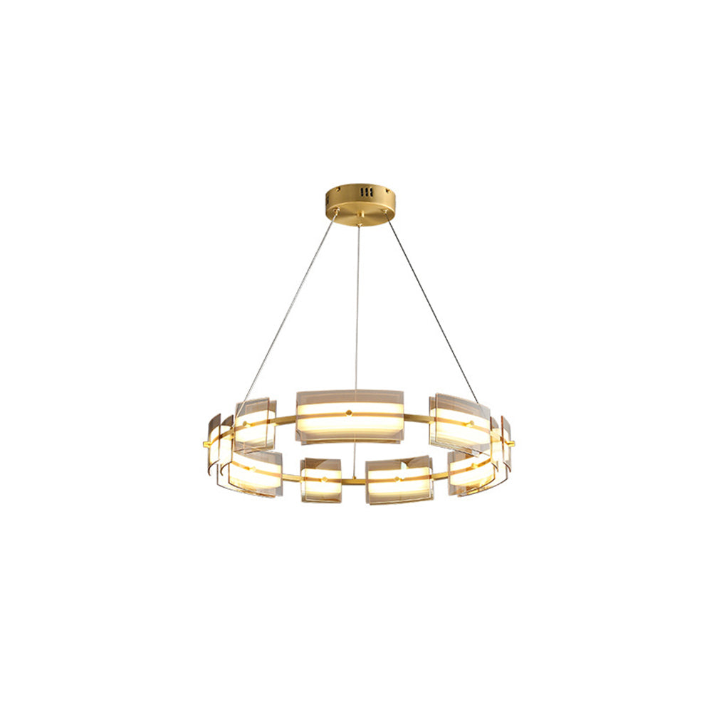 Arisha Suspension Anneau Simple, Cuivre/Verre, Noir/Or, Salon/Chambre