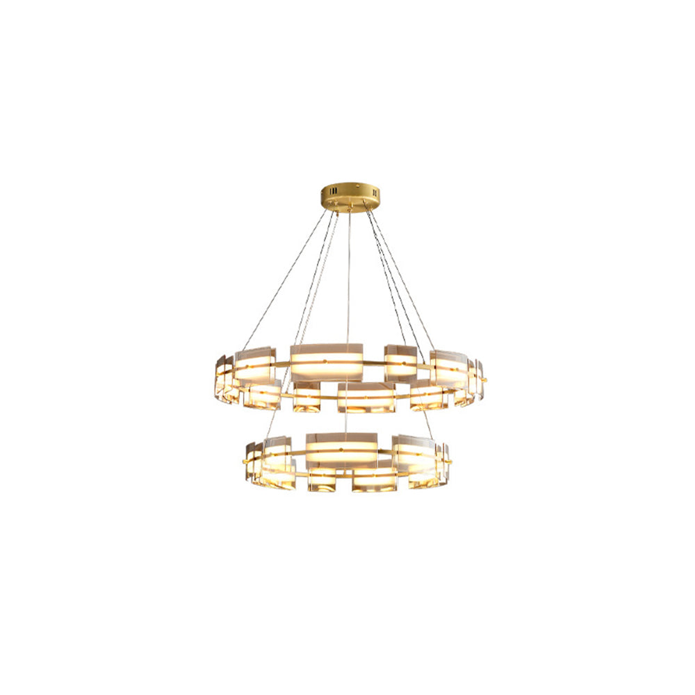 Arisha Suspension Anneau Simple, Cuivre/Verre, Noir/Or, Salon/Chambre