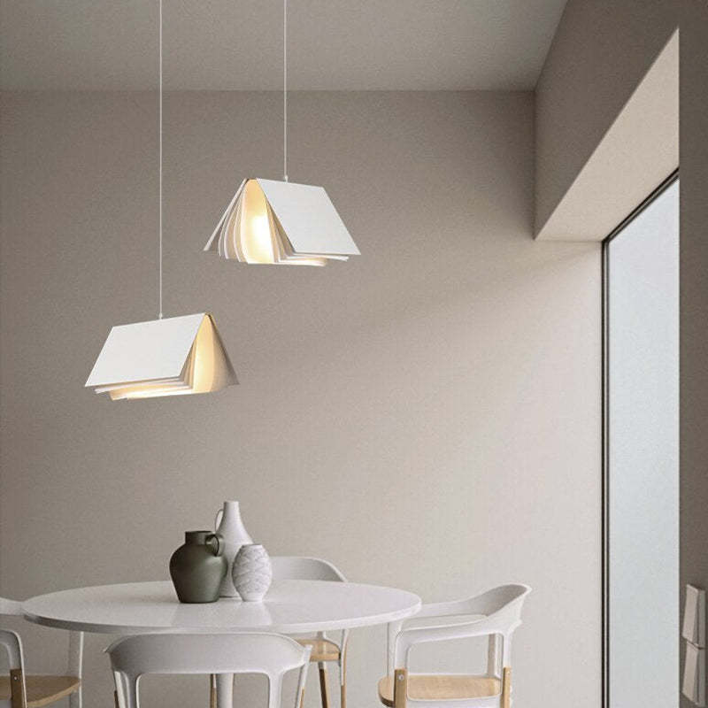 Arisha Suspension Carré Contemporaine, Métal/Tissu, Blanc/Gris, Chambre à Coucher/Librairie
