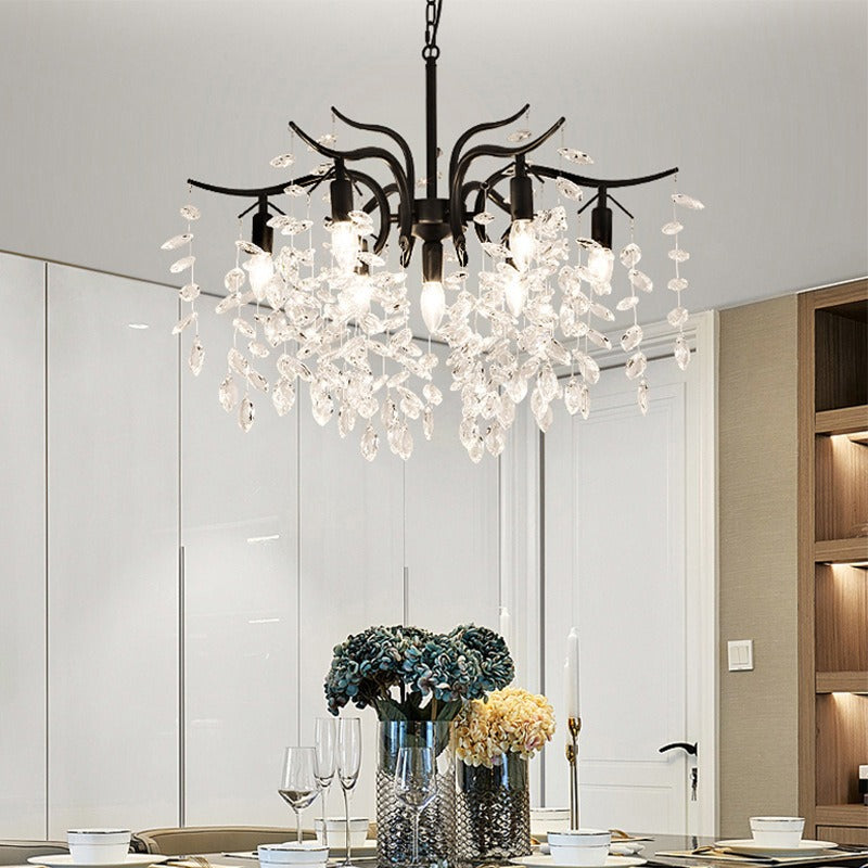 Kristy Suspension Multi Luxueux, Cristal/Cuivre, Noir/Or, Salon
