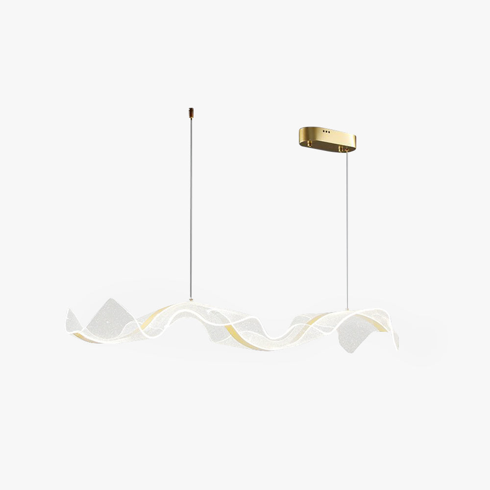 Lavorix Luminaires Suspensions Vague Moderne Métal/Acrylique Blanc/Doré Salon-Cielum