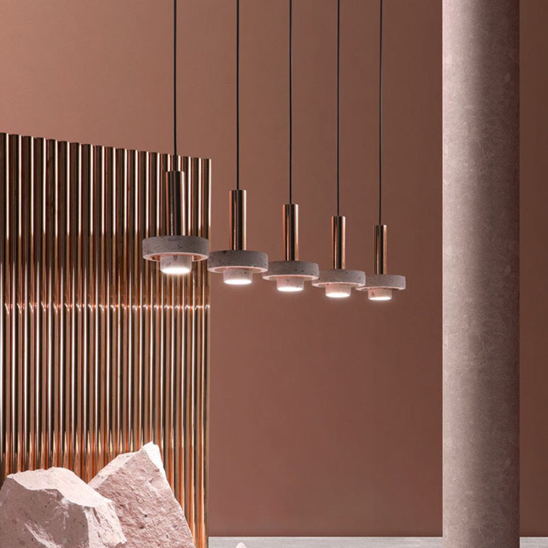 Evoxa Suspension Cylindre Moderne Métal/Pierre Salle à Manger-Cielum