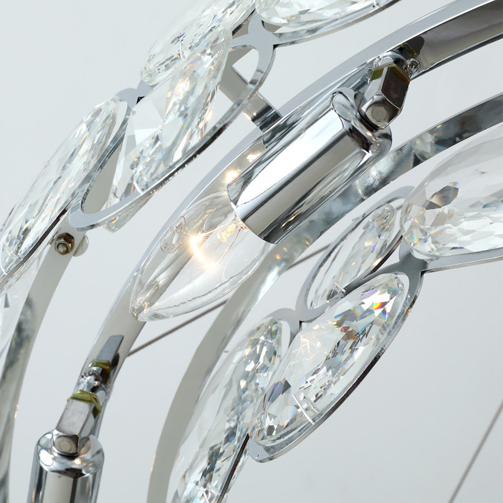 Kristy Lustre LED Moderne Rond Cristal Métal Salon