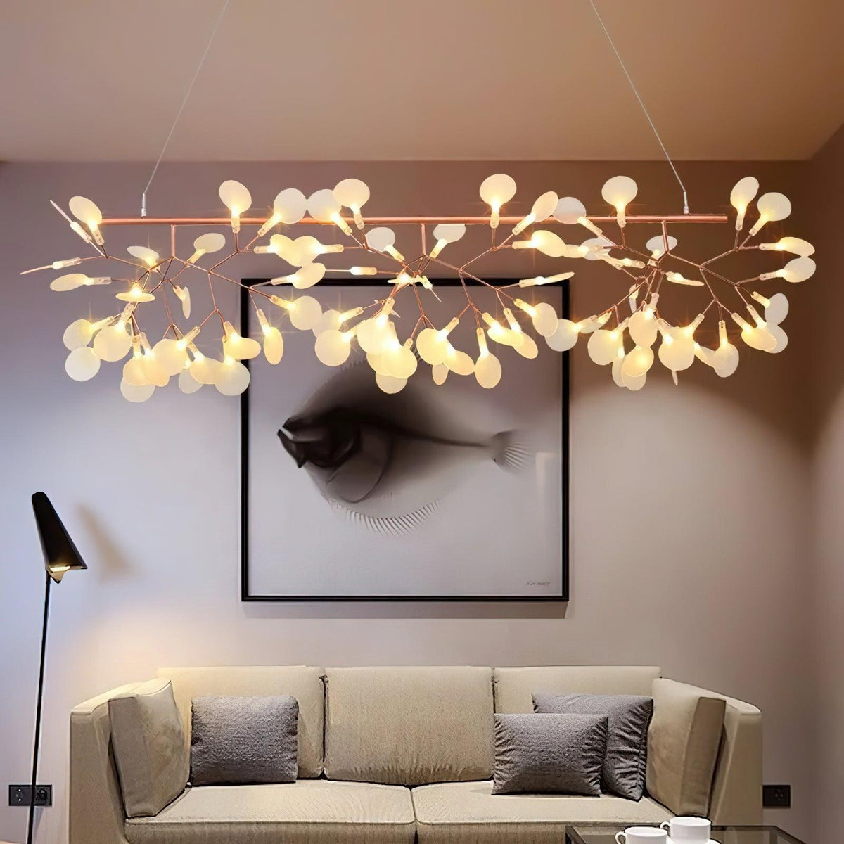 Kevenq Lustre LED À Branches Longues Et Linéaires Artistiques-Cielum