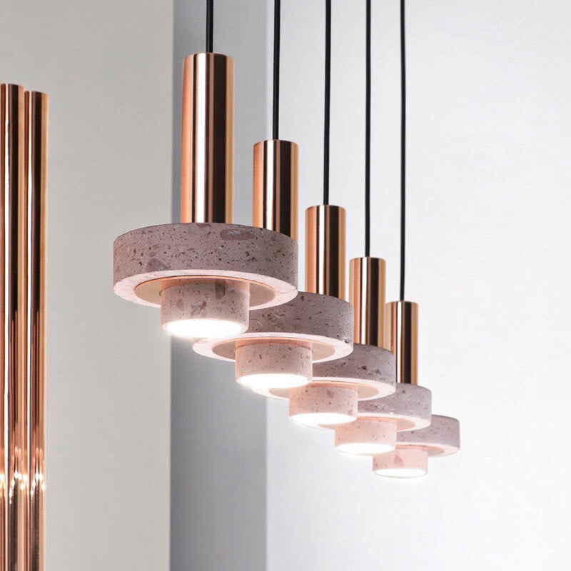 Evoxa Suspension Cylindre Moderne Métal/Pierre Salle à Manger-Cielum