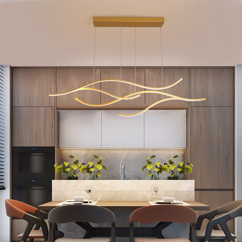 Tiroven Luminaires Suspension linéaire. LED Noir/Or. Salon-Cielum