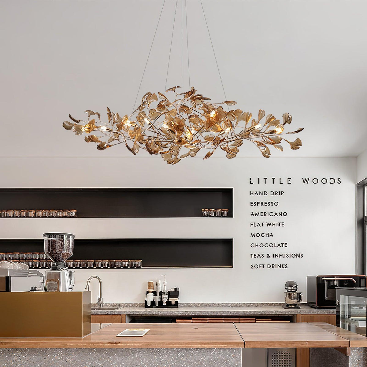 Tirov Lustre de luxe en feuille de ginkgo-Cielum