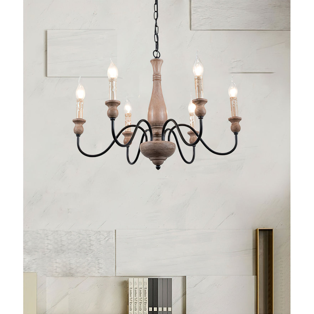 Afralia Lustra Lustre Bois Industriel Moderne