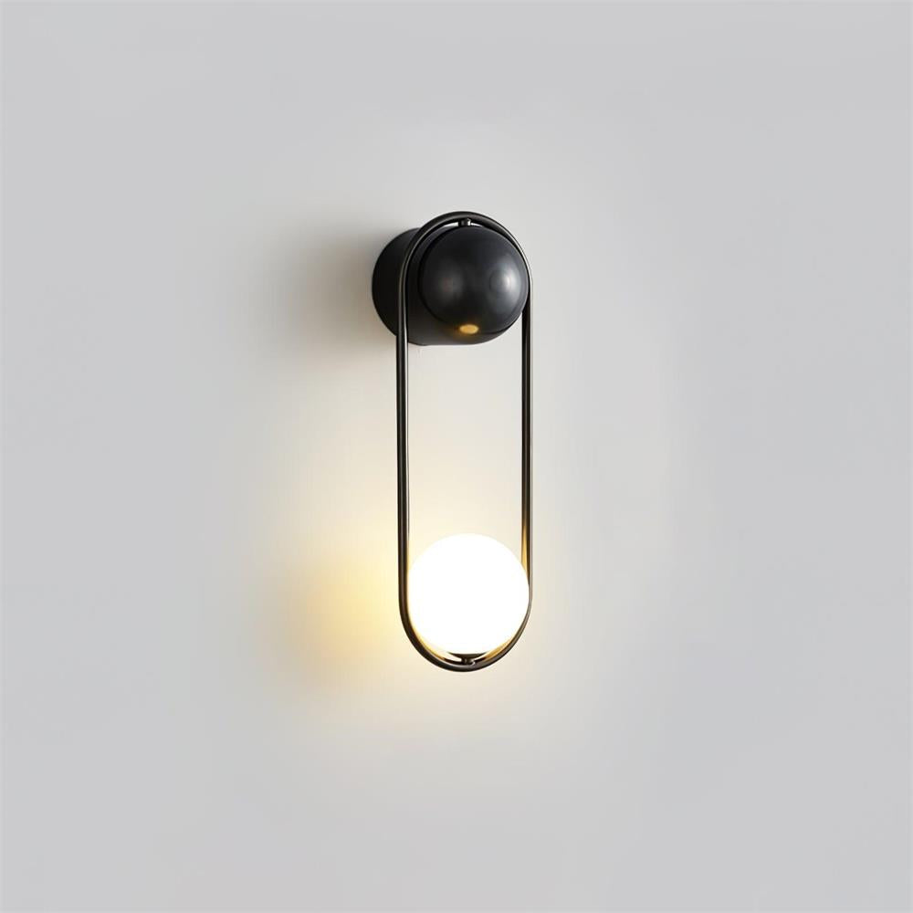 Wall Lamp with Brass Loop Frame and Glass Globe-Neutral Decor