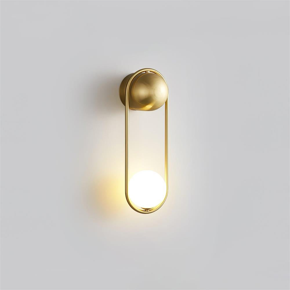 Wall Lamp with Brass Loop Frame and Glass Globe-Neutral Decor